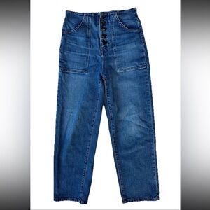 Veronica Beard Jeans Crosbie Crop Wide Crop High Rise Sz 26 Button Fly Blue